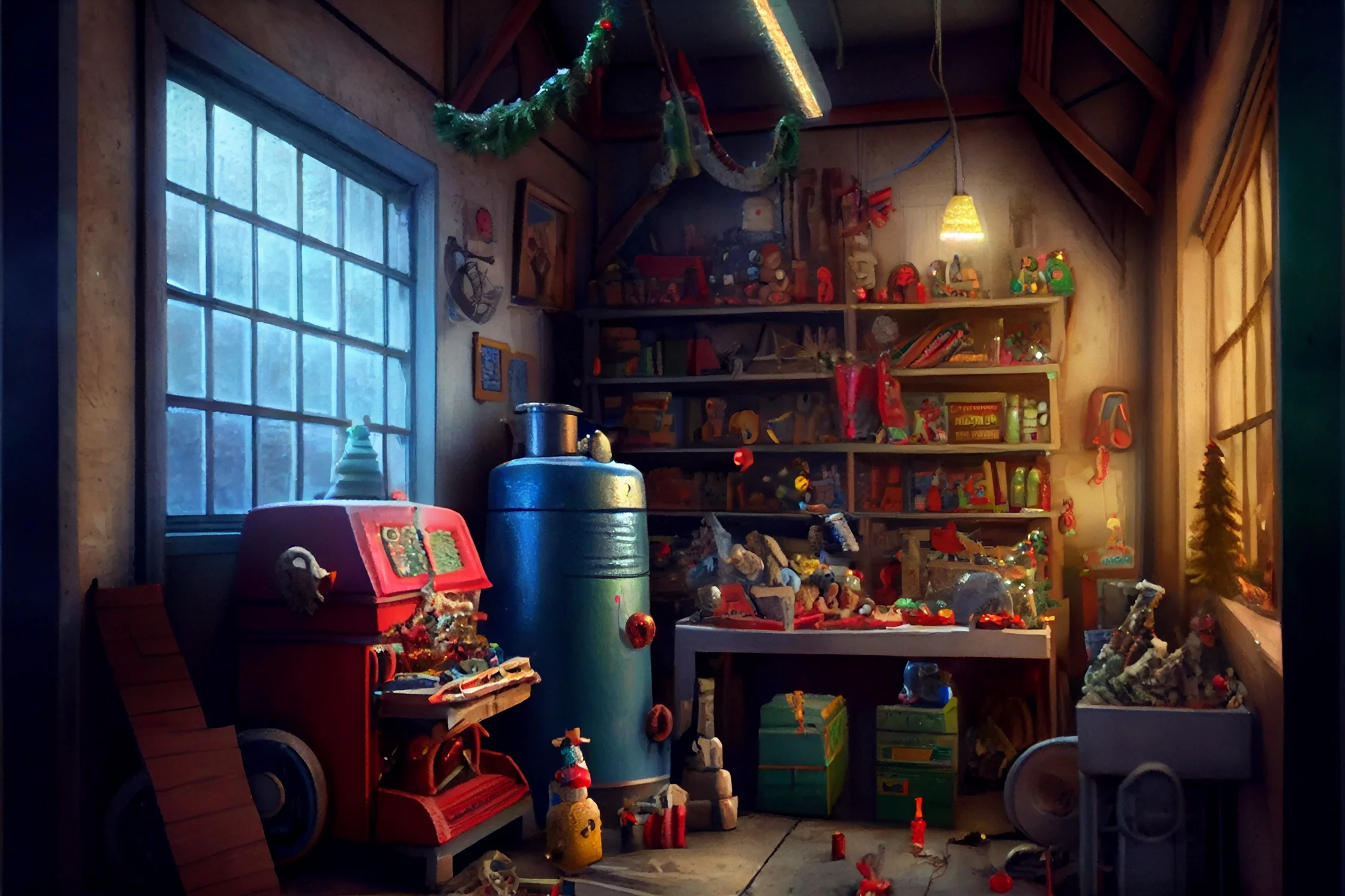 Piccolo spazio in cui vengono costruiti i giochi e altro x Natale